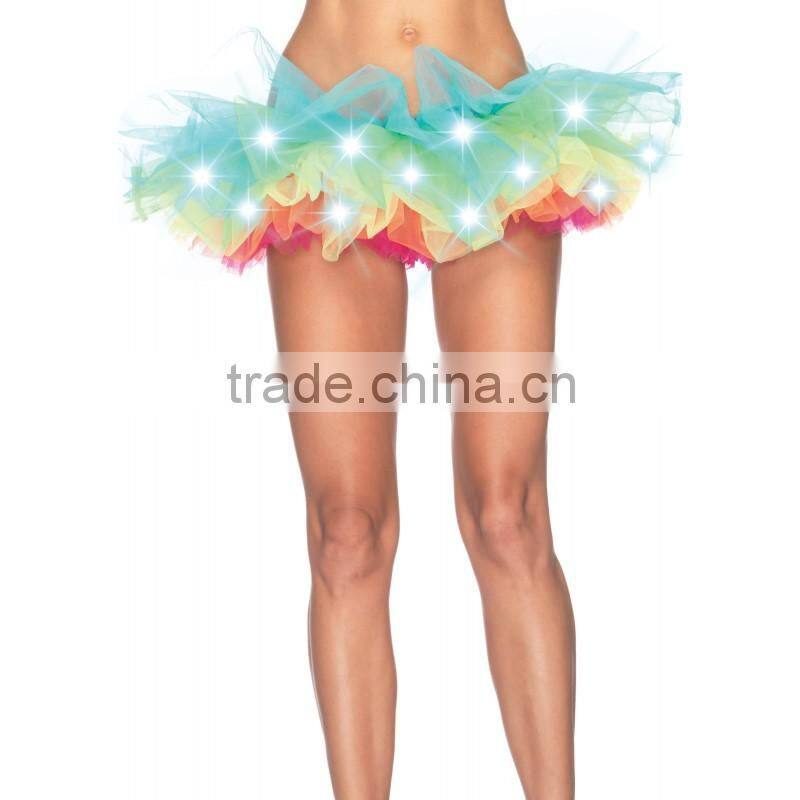 PGWC2825 Adult Sexy Led Light Neon Rainbow Tutu Fancy Dress Halloween Costume