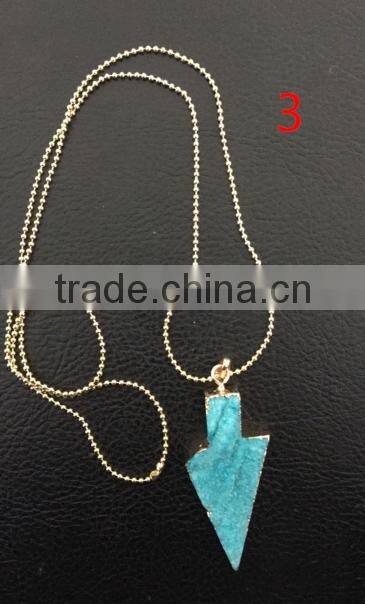 Fashion latest design natural alabaster stone, natural crystal stone, tassel necklace