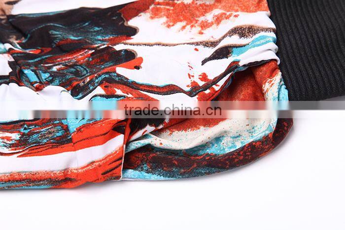 lady's wide leg pants fashion printed elastic waist causual palazzo pants women