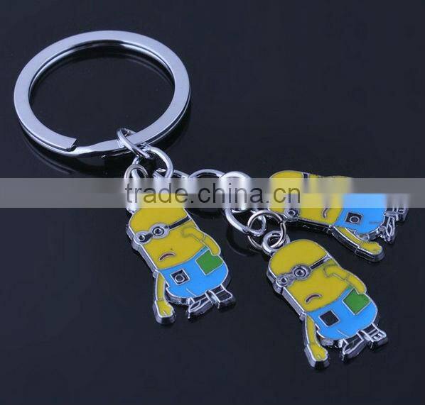 The new cartoon characters despicable me laser printing metal lover keychain