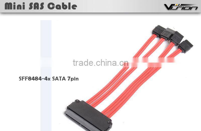 1m High speed Mini SAS SFF8484 32pin to 4xSATA 7pin cable