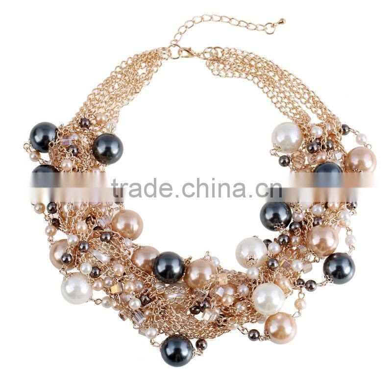 Europe New ladies' fashion exaggerated beaded necklace to restore ancient ways costly pearl clavicle short chain