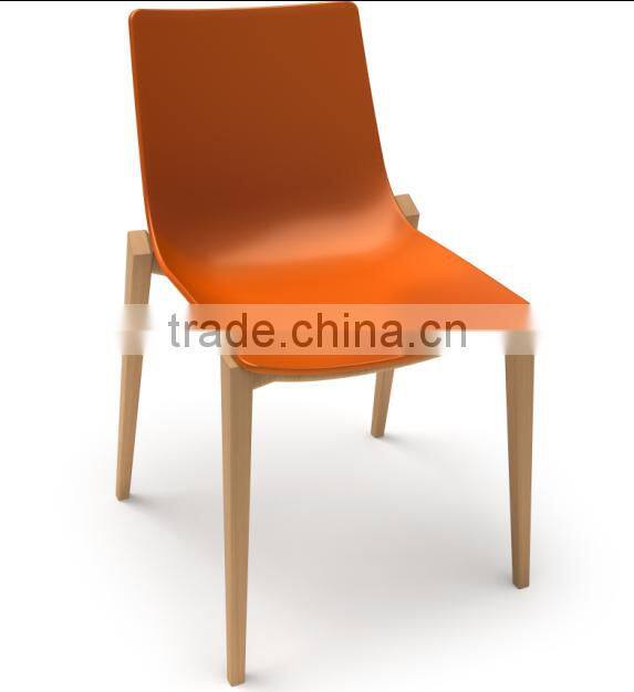 plastic chair with wood legs