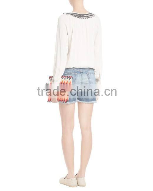 multi color woven cotton clutch bag for women