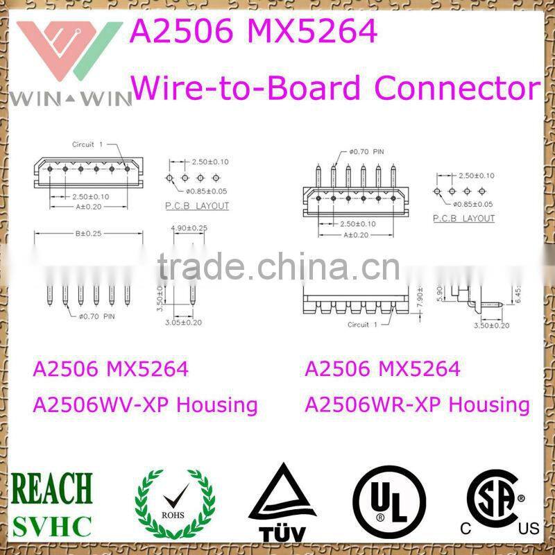2.5mm Pitch A2506 MX5264 Electronic Wire to Board Connector
