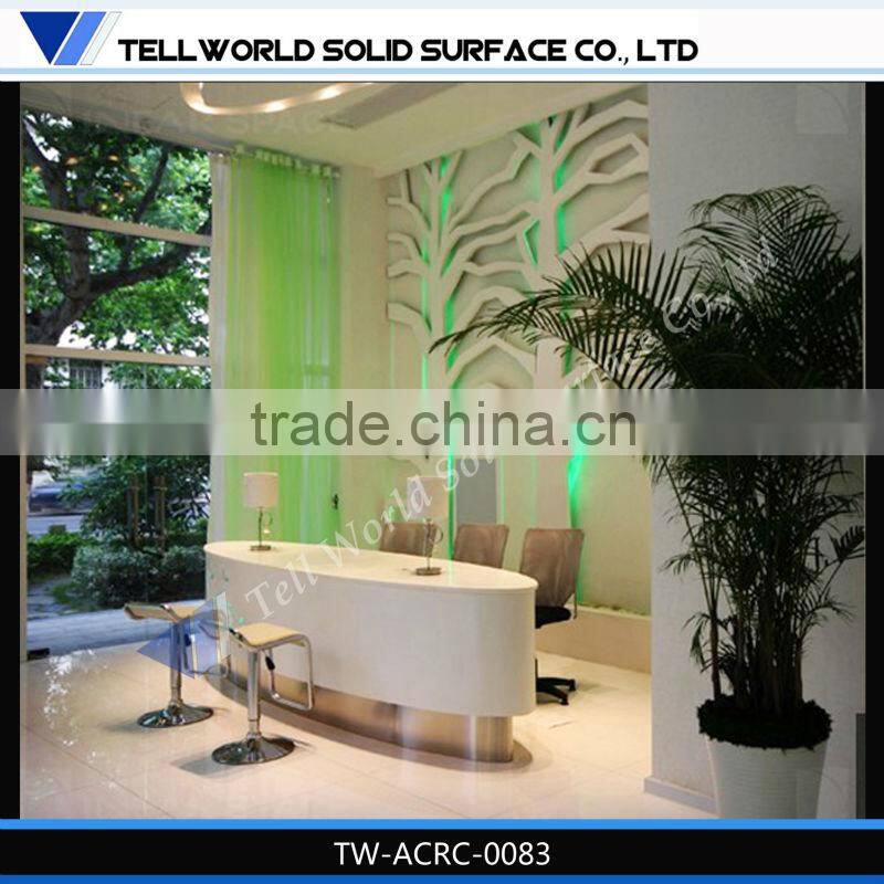 white salon reception desk, customized solid surface nail salon reception desk