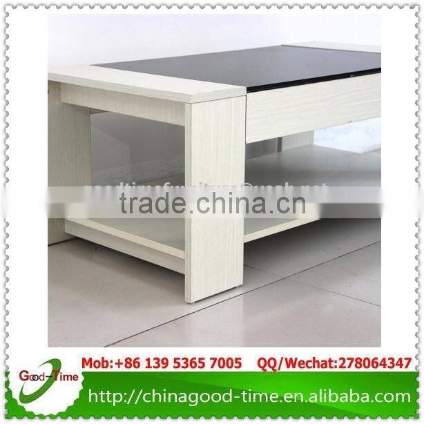flat packing wooden coffer table with glass , modern wood coffee table design