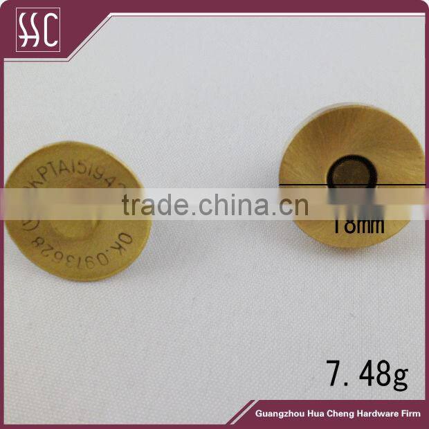 14mm and 18mm Brush Anti-Brass Magnetic Button for Bag,Low Price Wholesale in Guangzhou China