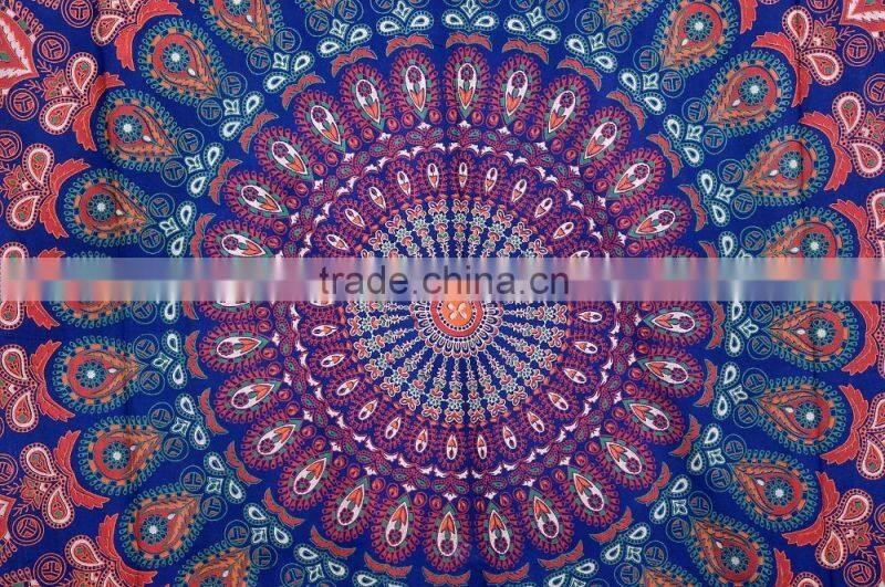 Blue Mandala Tapestry Wholesaler Indian Wall Hanging Tapestry Bedspread Throw Large Wholesale Hippie Bohemian Mandala Tapestry