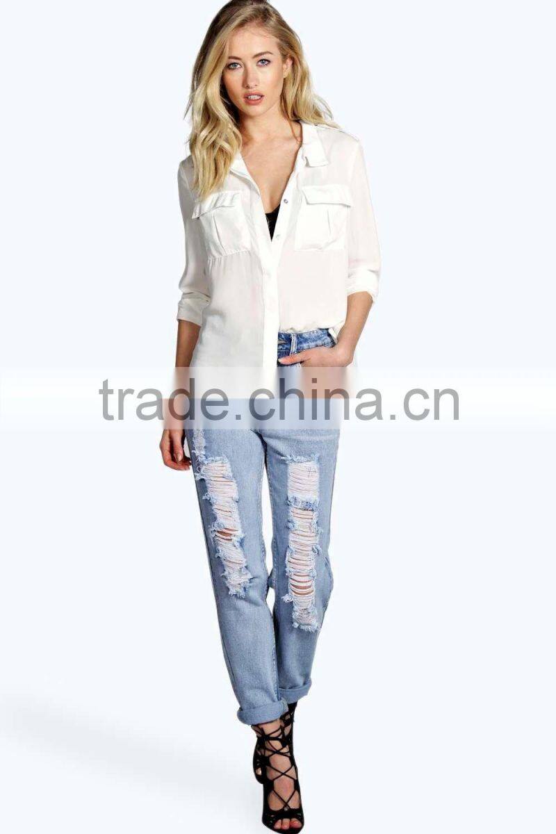 boyfriend slim fit split leg jeans (JXA019)