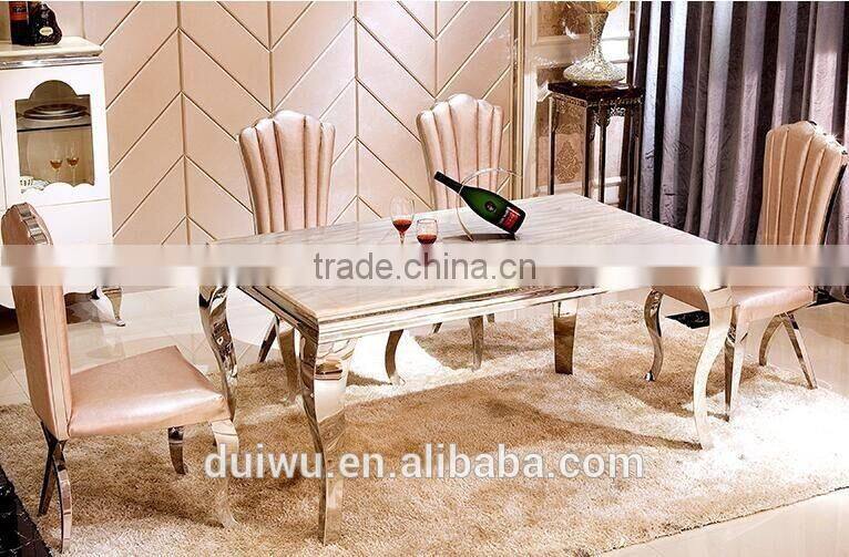 Foshan shunde hotel stainless steel marble round dining table