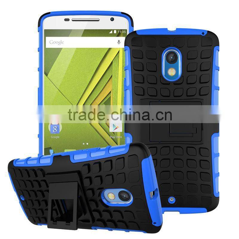 Hot! New! 2 in 1 Dual Slim Armor TPU&PC kickstand phone case for moto x play made in china