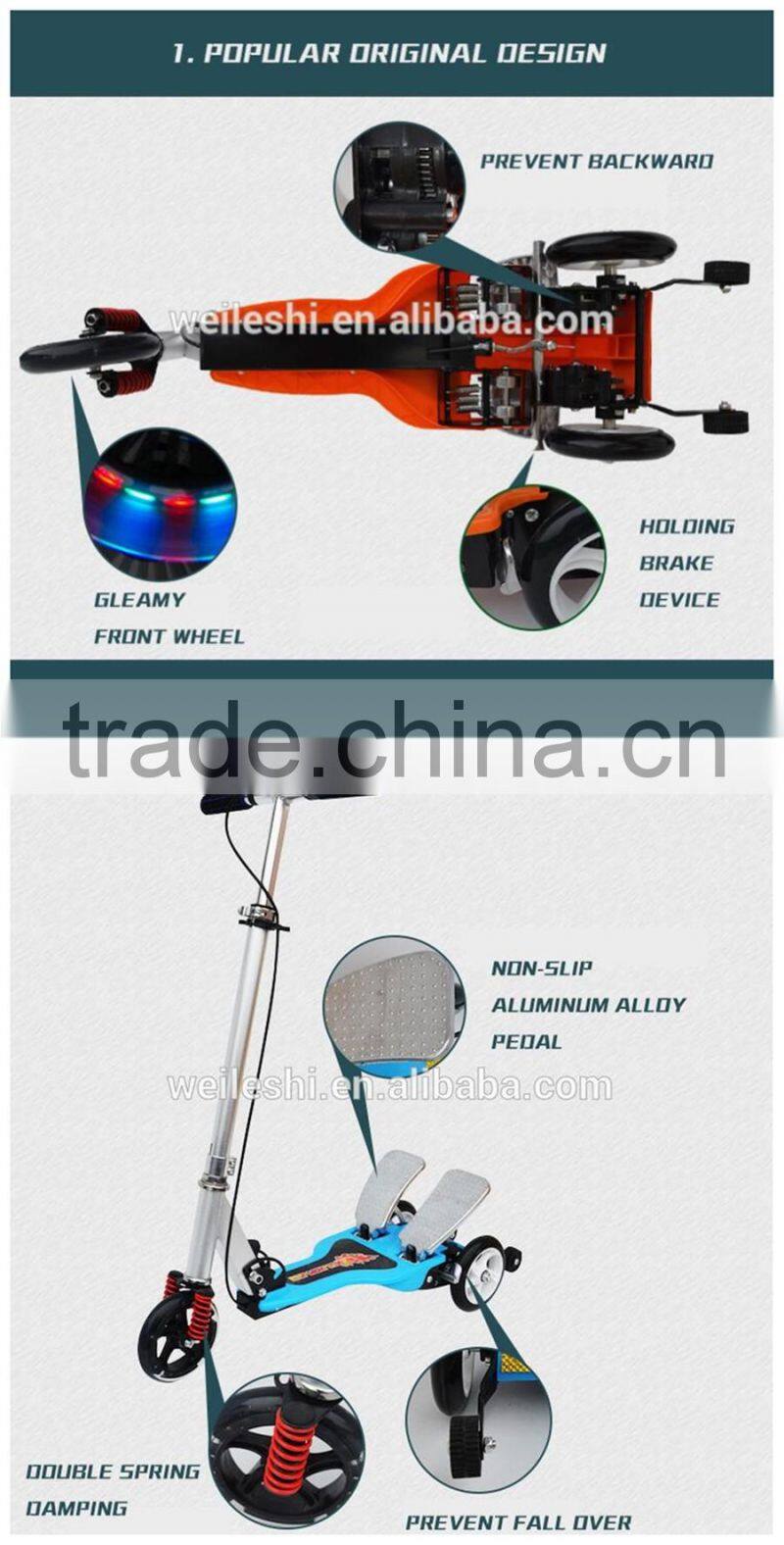 2016 brand new 3 wheel kids pedal scooter / children or adult kick scooter