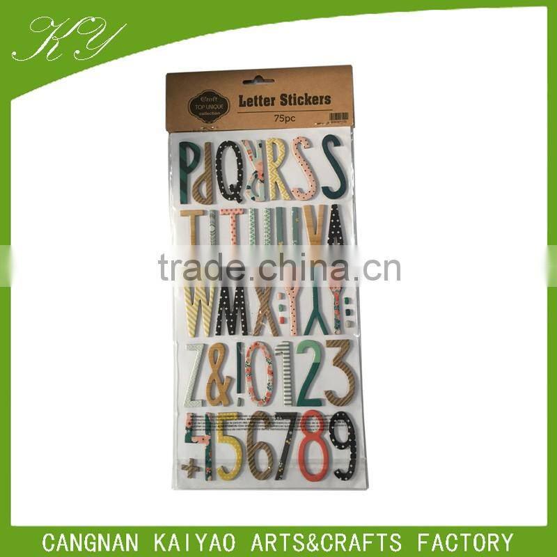 Wholesale custom self adhesive decoration glitter alphabet letter stickers