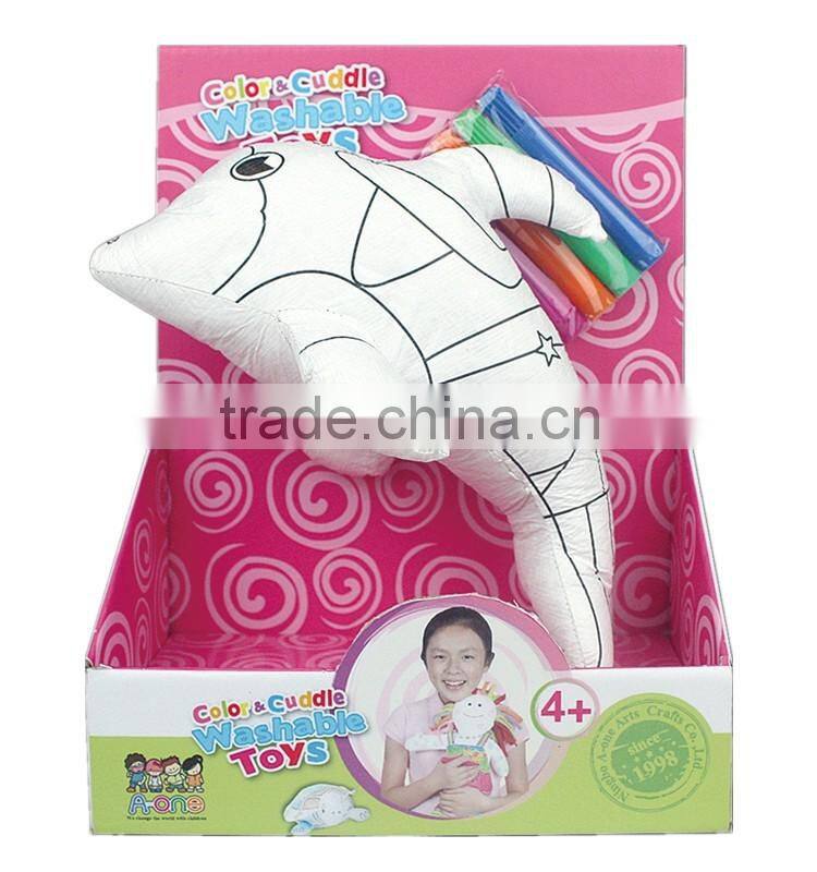 DIY Toy Coloring Washable Dolphin with 4 Markers