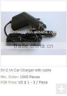 Input 12-24v output 5v 1a/2.1a double usb car charger with led light for phone and tablet