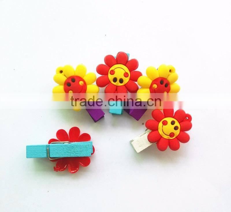 Wholesale Flower Shaped Wood Paper Clips Customize Soft PVC Bookmark