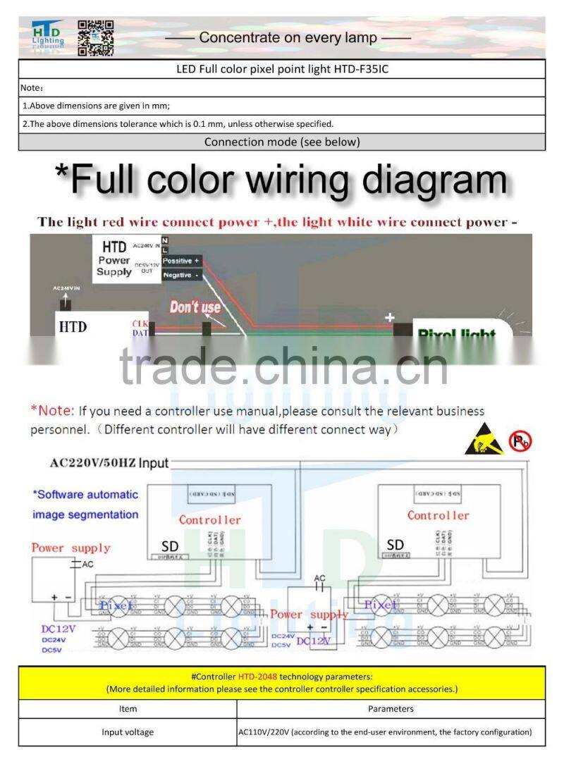 3pcs SMD5050 waterproof led point 30mm programming led pixel point light