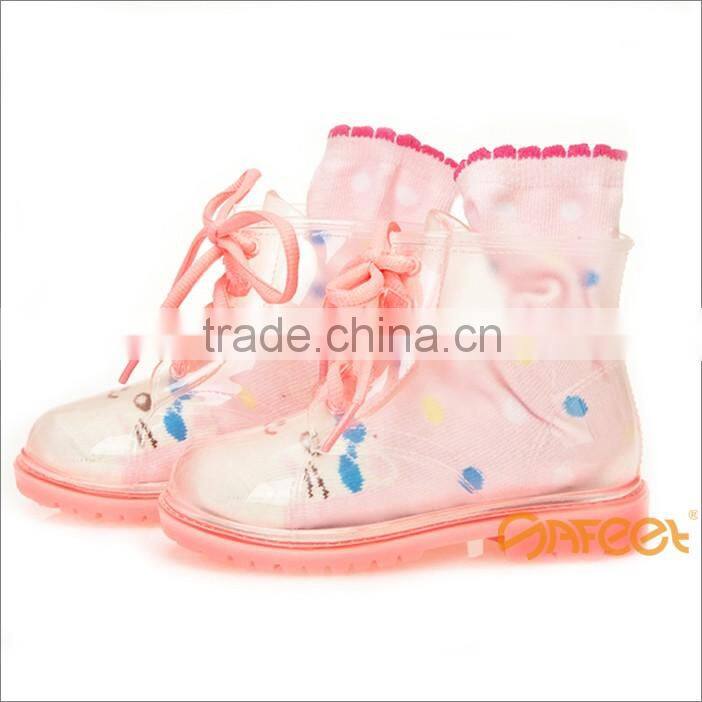 Girls Transparent PVC rain boots SA-9313