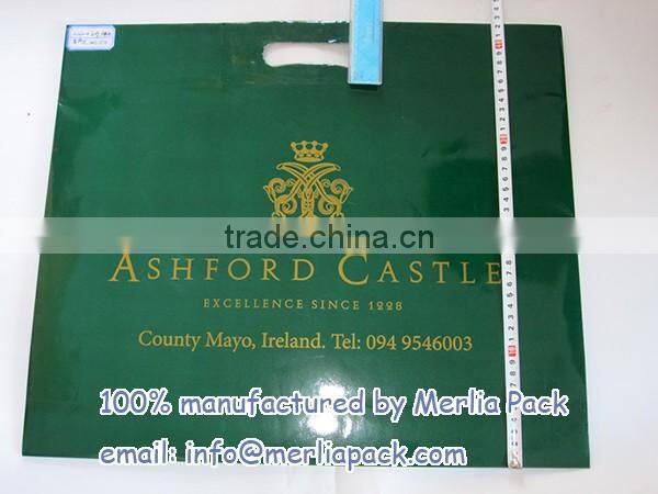 Dark Green Gloss Laminated Heavy Paper Tote Merchandise Bag Soft Cord Handle