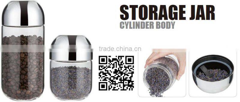 SINOGLASS 3 Pcs Round Stainless steel Rainbow Lock Airtight Storage Jar Set