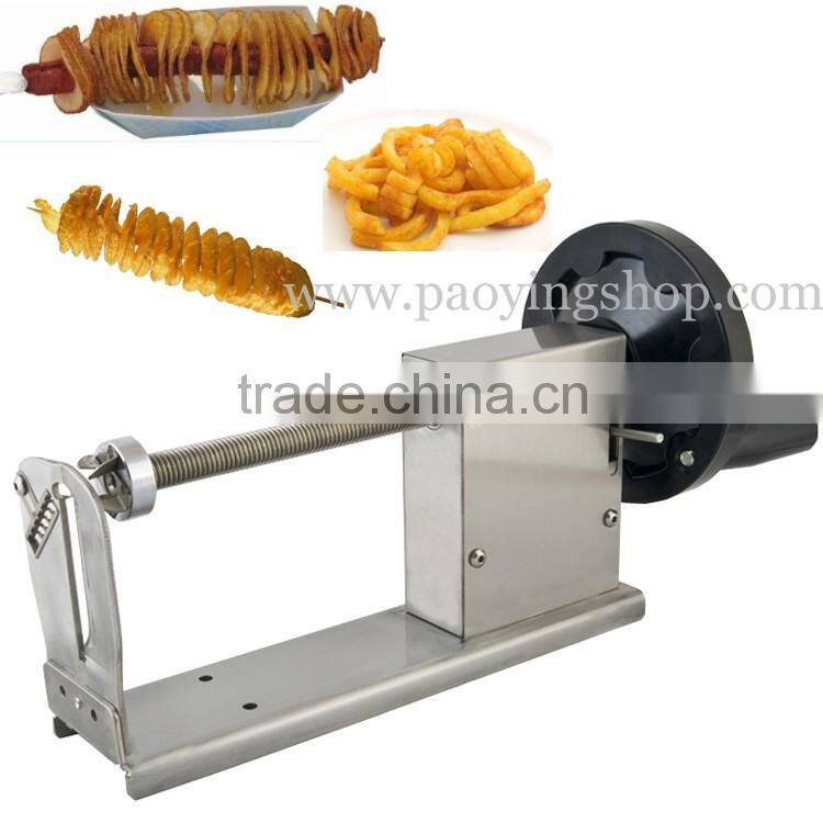 Manual Hot Dog Twister Spiral Tornado Potato Curly Fries Blade with 12L Deep Fryer and Bamboo Skewers