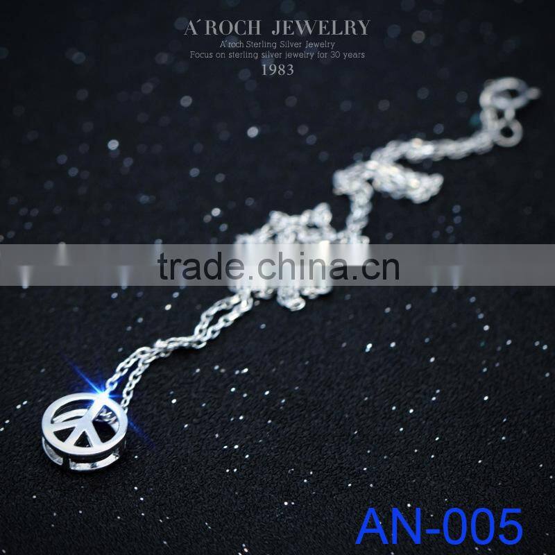 Wholesale 925 Sterling Silver Jewelry Anti-War Peace Signs Crystal Beads for Pendants Necklace (AN-005)