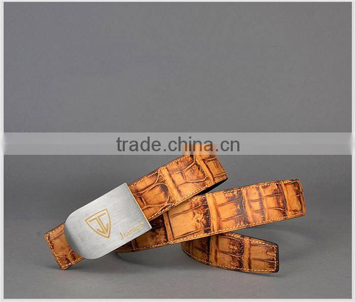 Fashion Genuine Crocodile Leather Skin Men Belt Stainless Steel Buckle Adjustable