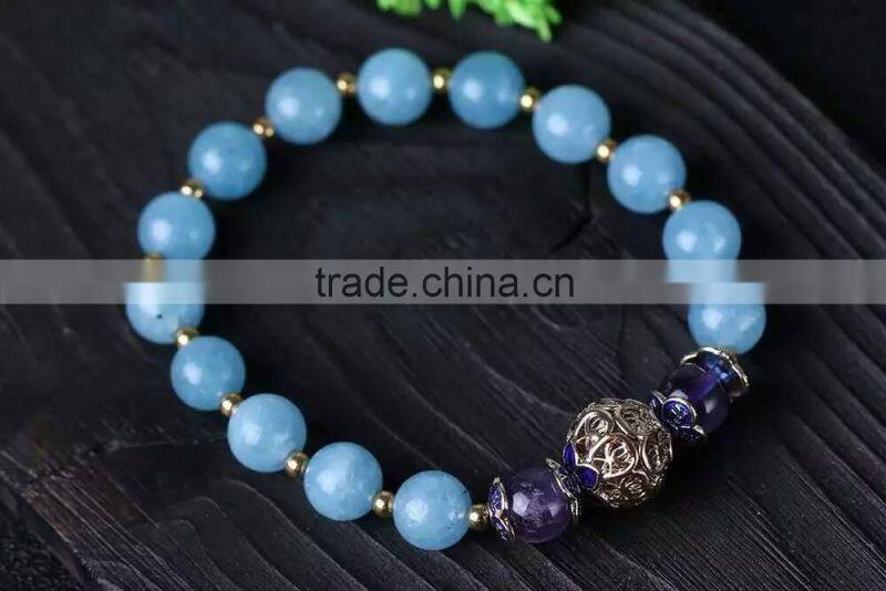 wholesale natural blue agate bracelet for ornament