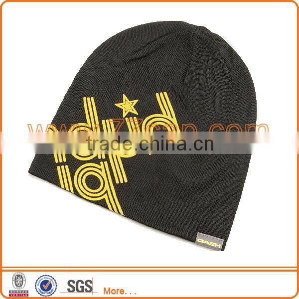 Thick Plain Knitted Beanies with Letter Custom label Cap Factory