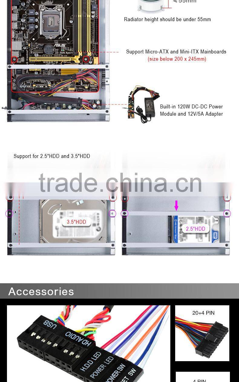 realan T02 mini htpc case/ mini itx destop casing with beautiful design