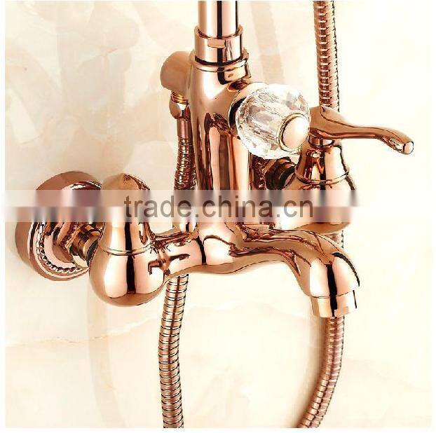 guangdong gold shower mixer faucet, full brass shower tap, big head shower hot and cold water