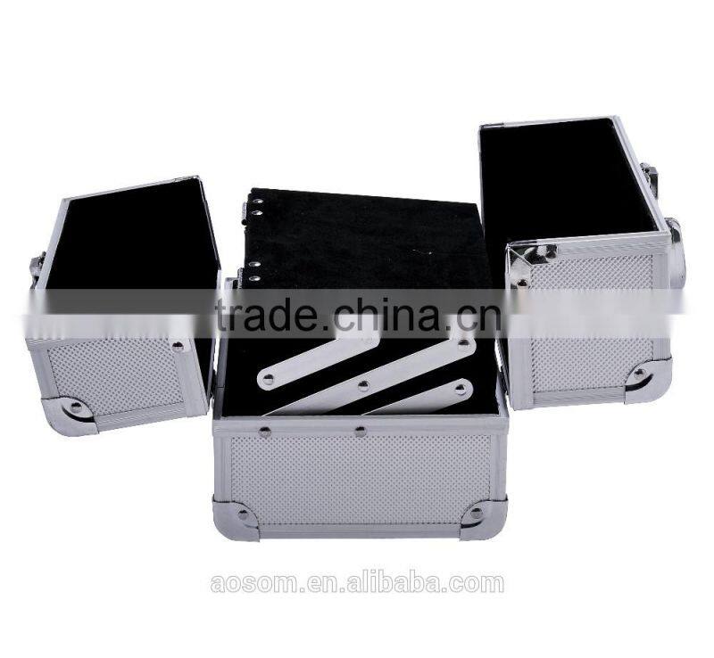 Soozier Professional Mirrored Makeup Artist Cosmetic Travel Mini Case with Pull-Out Trays - Silver