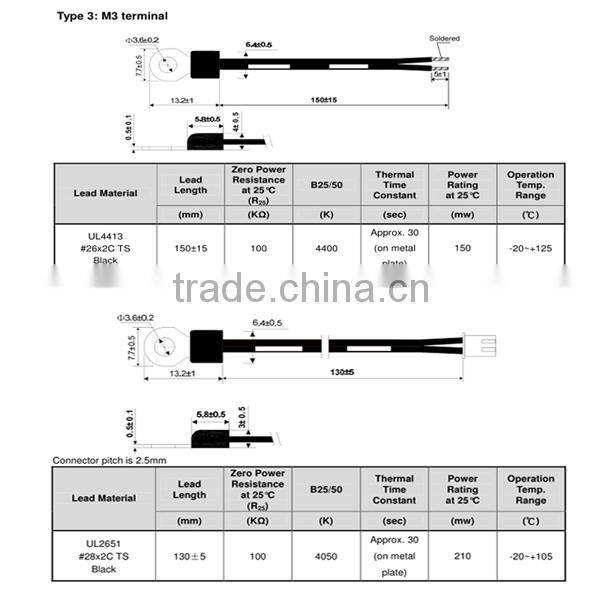 Automobile ntc temperature sensor