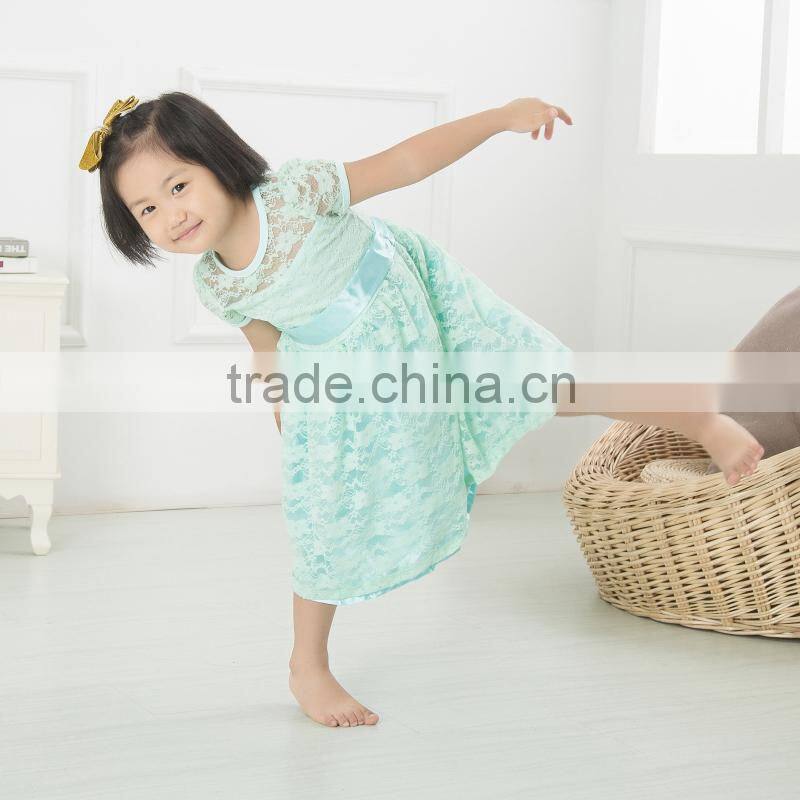New girls wedding dress applique designer one piece lace stitching party dress baby frock design pictures