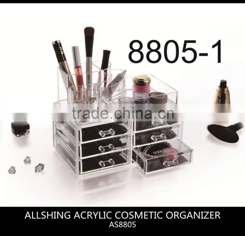Wholesale Facotry Price 2-Tier Acrylic Cosmetic and Makeup Storage Case Organizer for acrylic drawer storage organizer