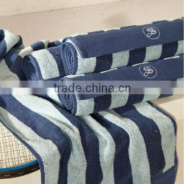 High quality large stripe bath towel with embroidered logo