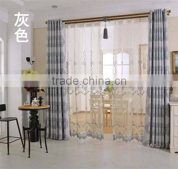 2015 High Quantity Flower Design Embroidered Voile Curtain Fabric