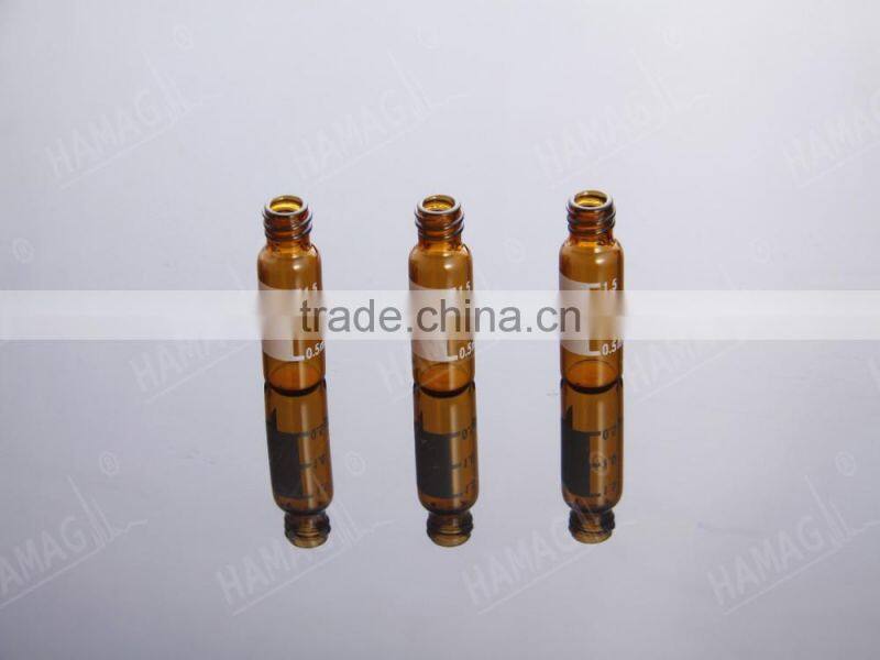 Amber 1.5ml HPLC vials 8-425 screw thread with patch for GCMS system