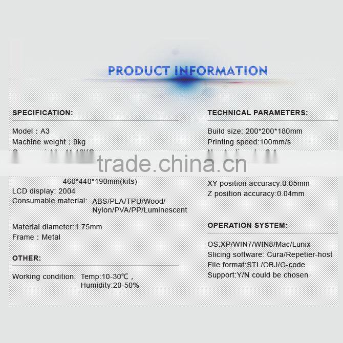 JGAURORA Mini Metal Frame Desktop Cura FDM DIY 3D Printer Kit Machine 3D Metal Printer A3 Pirce Printing 10 Types of Filament