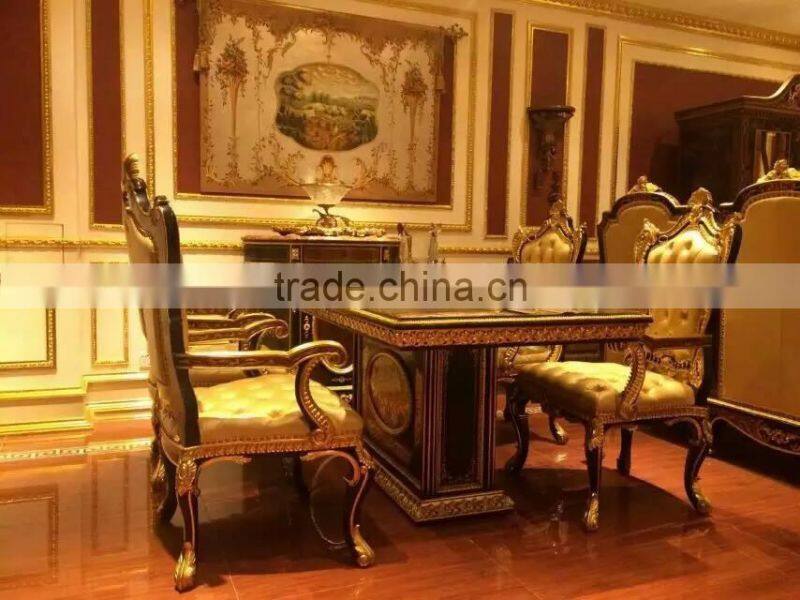 Imperial Noble Furniture Living Room Sofa, Luxury Wood Carved Three Seater Sofa With Gold Painted, British Royal Sofa Couch Set