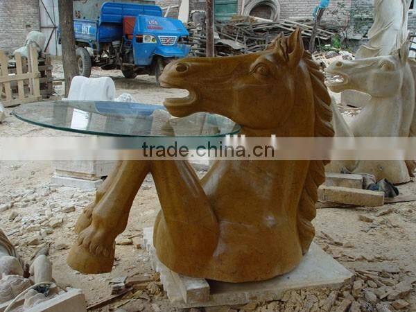 Modern style glass top hand carved marble base dining table