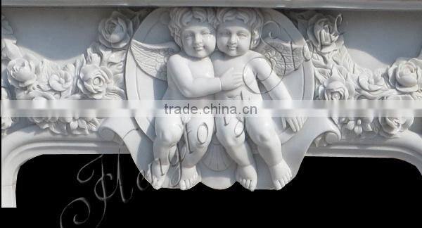 White Marble Fireplace Surround with Angel Statue