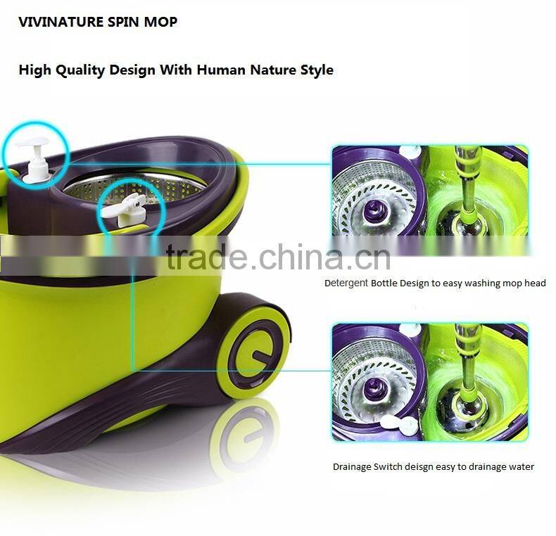 Magic 360 spin mop with wheels microfiber mop designed by power saving system