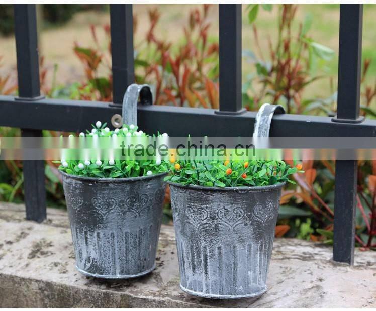 bulk antique black galvanized outdoor wall hanging metal planter