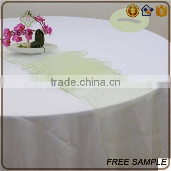 best selling organza fabric square size soft blue table runner