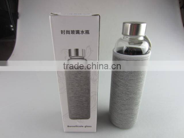 Wholesale glass sport watter bottle with knitted jacket in stock