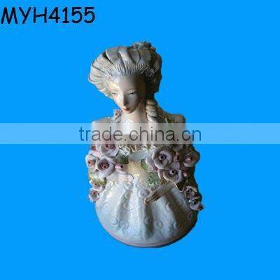 Wedding gift ceramic rabbit with butterfly knot figurine