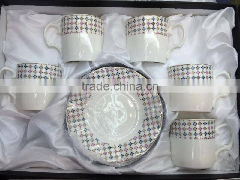 Low bone new bone china Turkey coffee cup coffee set golden design special shape