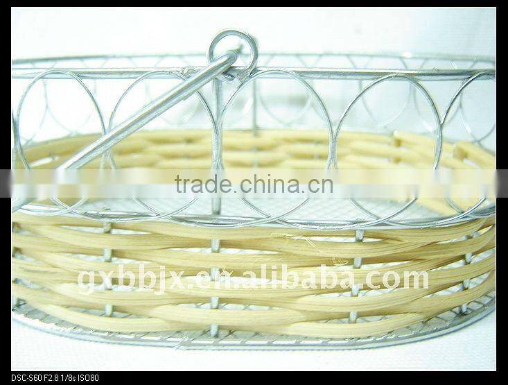 Oval rattan wire apple gift baskets with iron handle